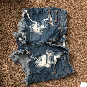 Blue denim shorts